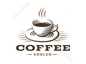 Coffee cup logo - vector illustration, emblem on white background