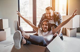 Couple moving in new house