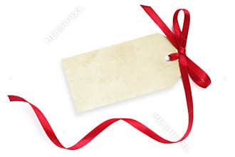 Blank Tag with Red Ribbon