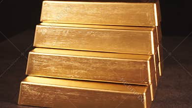 Gold bars. Pyramid from bullions