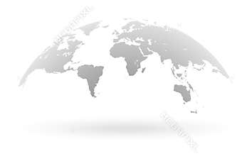 Grey world map globe isolated on white background