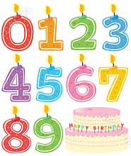 Numbered Birthday Candles and Cake