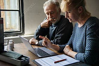 Elderly couple planning on life insurance plan