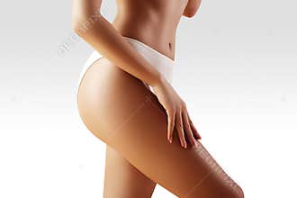 Spa, wellness. Healthy slim body. Beautiful hips. Fitness or plastic surgery. Perfect buttocks without cellulite