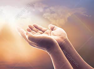 Open Hands Prayer For The World With Global Map Background