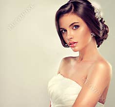 Beautiful bride model brunette