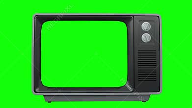 Old fashioned tv with green screen