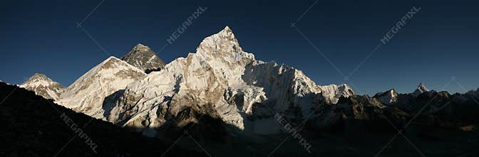 Mount Everest and the Khumbu Glacier from Kala Patthar, Himalaya