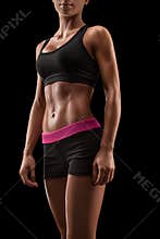 Beautiful fitness female slim tanned body