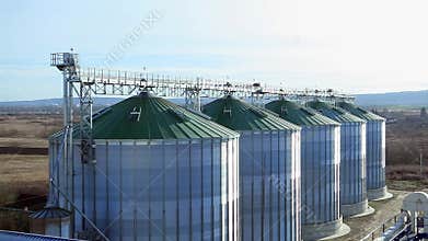 Silo Grain Tank. Top Angle View Moving Image