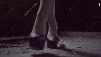 Slow motion walk in abandoned