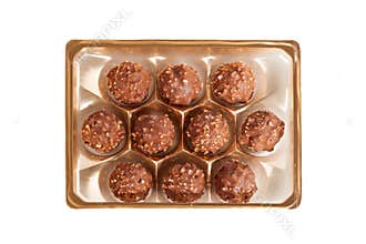 A plastic box of milk chocolate sweets