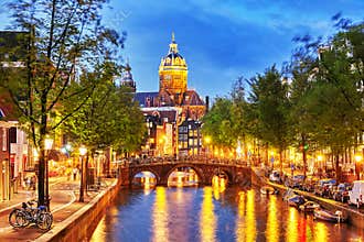 Beautiful Amsterdam city at the evening time.