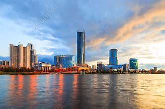 Quay of Yekaterinburg, evening, Russia