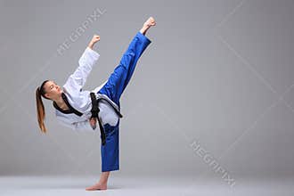 The karate girl with black belt