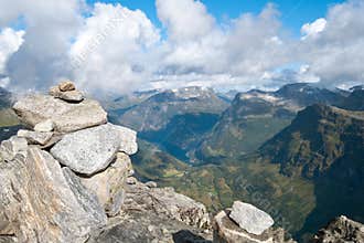 View of Geiranger fjord from Dalsnibba mountain