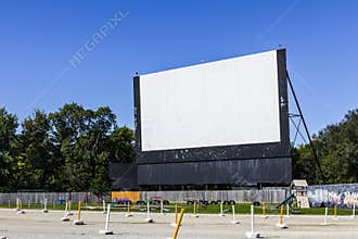 Old Time Drive-In Movie Theater with Outdoor Screen and Playground I