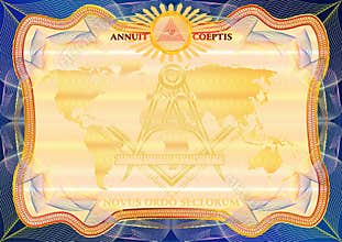 Masons Certificate, Diploma template. Award pattern.