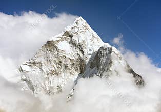 Mount Ama Dablam within clouds