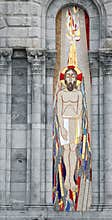 Jesus mosaic left of entry of the Lourdes Basilica
