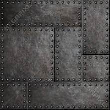 Dark metal plates with rivets seamless background or texture