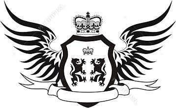 Grunge retro shield with wings