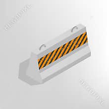 Iron concrete block isometric, vector illustration.