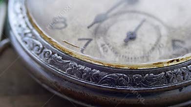 Macro vintage pocket watch closeup