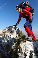 Women rock climbing in Romania mountaineering