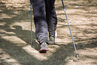 Man walking cross country