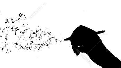 Author composes music. Hands make music