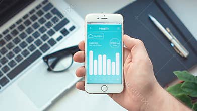 Checking nutrition monitoring on health app on the smartphone