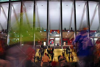 Football fans crowd going to stadium