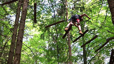 Young guys in adventure park