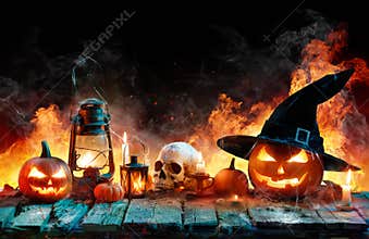 Halloween In Flame - Burning Pumpkins
