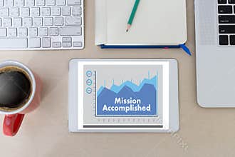 Mission accomplished Business to Goal Success Proud and big Dream