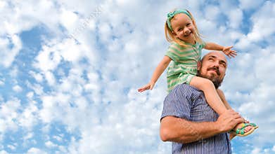 Adorable father daughter portrait, happy family, father`s day