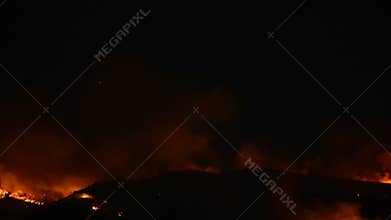 Time Lapse of Forest Fire at Night