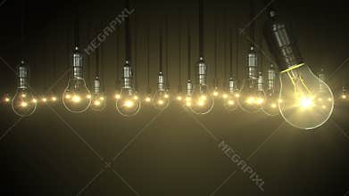Light bulb animation. swing glow rising,