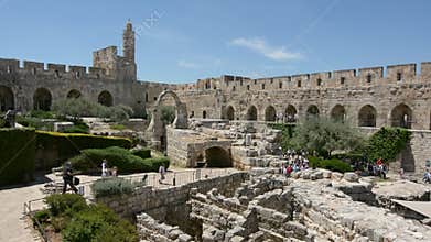 Tower of David and archeological garden in Jerusalem, Israel.