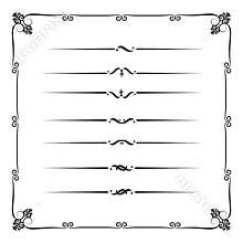Collection of decorative line elements, border and page rules ve