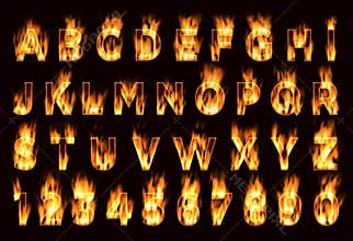 Fire font. Plum letters. Font on fire.