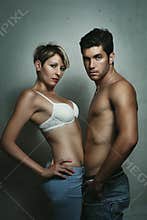 Bold expression of fashion couple