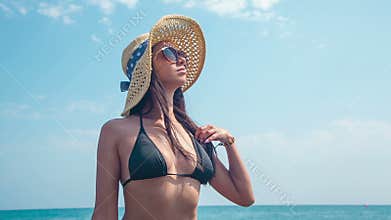 Young beautiful lady in bikini