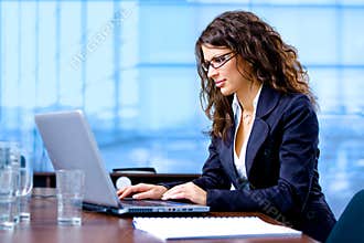 Businesswoman working on computer