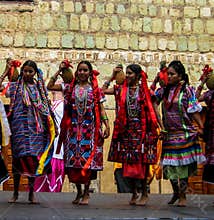 Zapotec female dancers in Oaxaca, Mexico