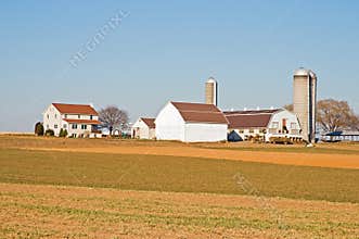 Amish farm barns and silo