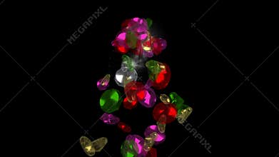 4k Falling gems diamonds jewelry crystal precious stones,rich minerals wealth.
