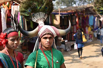 People in traditional India Tribal dresses and enjoying the fair