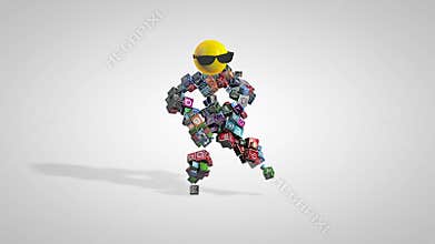 Social Network Dancing Character against white, loop